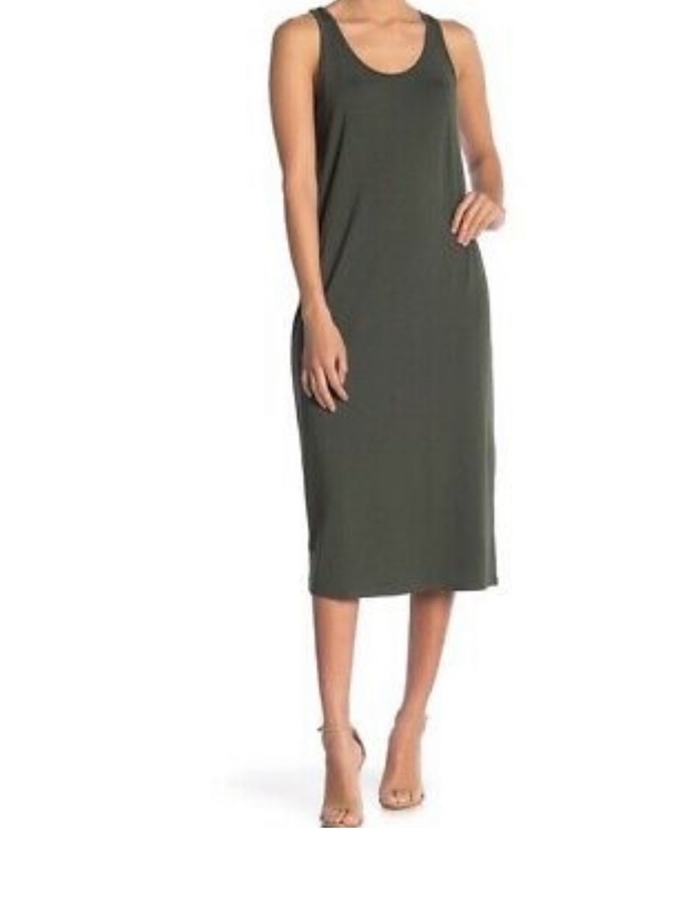 Philosophy Scoop Neck Midi Tank Dress. Olive Green. Medium.